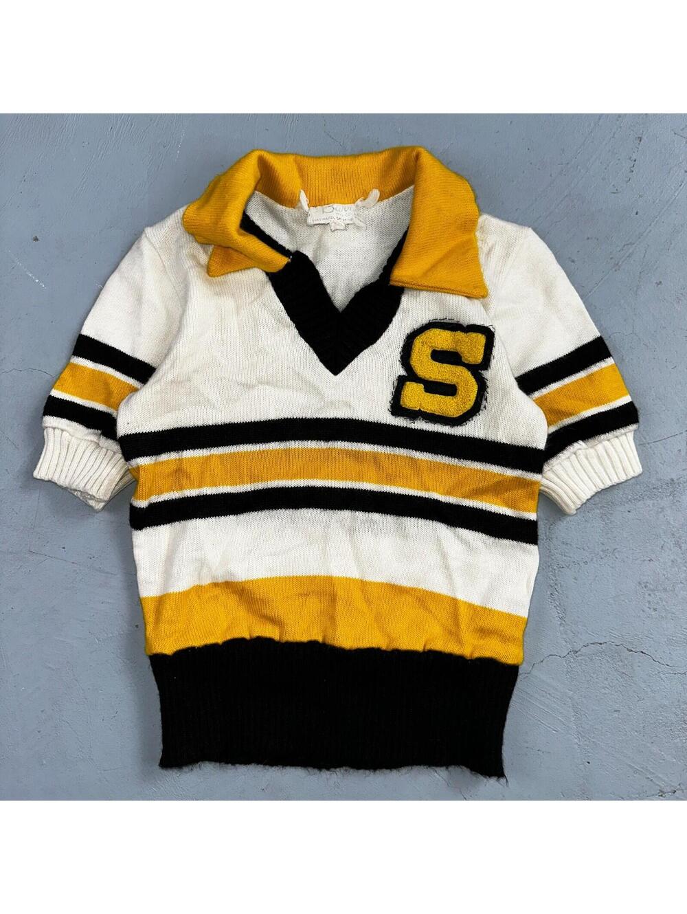 Vintage 1960s 60s College High School Cheerleader Sweater Stacey L Rockabilly